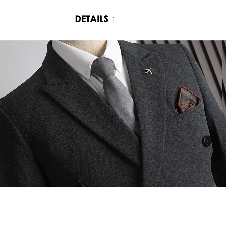 Roupas masculinas Terno de fileira dupla Roupa formal masculina Negócios Casual Moda Slim-Fit Plus Size Banquete Casamento Terno pequeno Homem_voghion.com