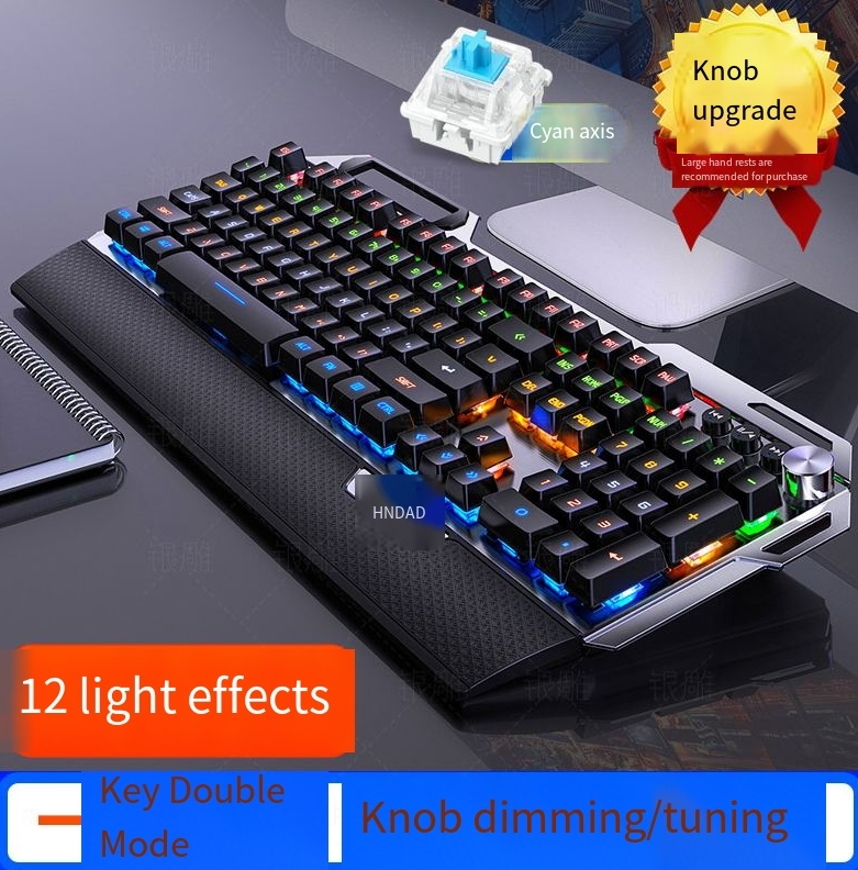 Sier carving K100 metal real nical keyboard hand knob game green shaft wired USB_voghion.com
