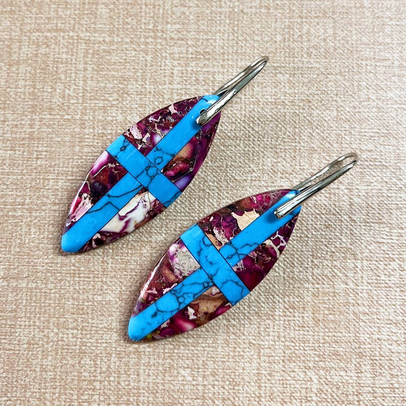 Orecchini Retro Faith Natural Stone con ganci per le orecchie a croce abbinati ai colori Orecchini popolari_voghion.com