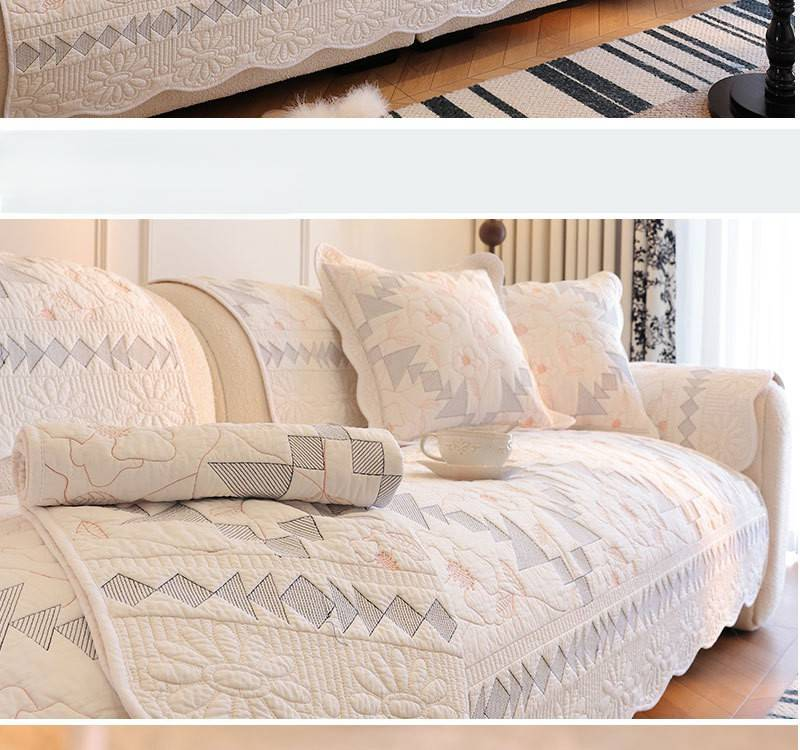 Embroidered Pure Cotton Washed Sofa Cushion Four Seasons Non Slip Cotton Fabric Living Room Sofa Cover_voghion.com