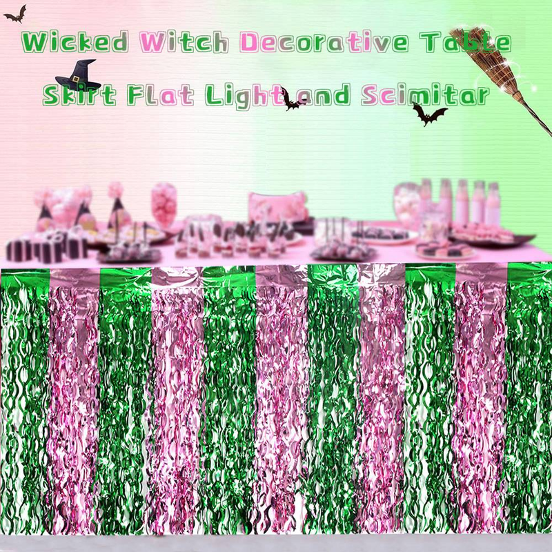 75*275cm Pink And Green Color Matching Rain Silk Curtain Table Skirt Magic Bad Witch Theme Party Decoration Pet Tassel Table Curtain_voghion.com