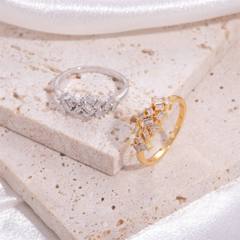 Anillo geométrico de latón para mujer con circonitas irregulares, elegante y versátil para el día a día, tallas 6-9_voghion.com