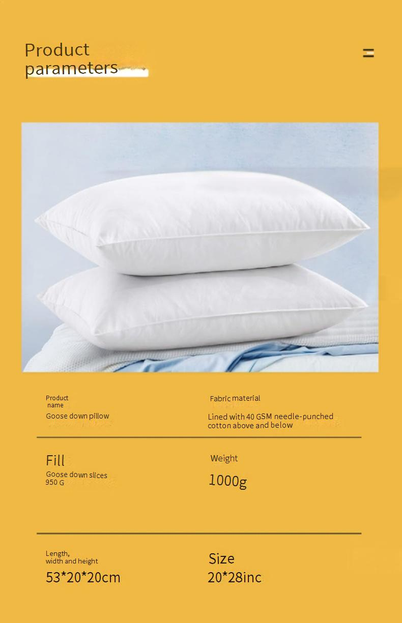 Cuscino in piumino d'oca di alta qualità con fodera in cotone - Altezza regolabile da 1 a 5 cm, ipoallergenico e traspirante per casa e ospitalità_voghion.com