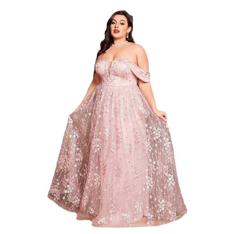 Elegant French Pink Evening Gown For Women – Plus Size Formal Dress For Prom, Hostess & Special Occasions_voghion.com