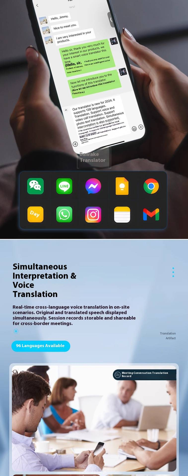 Traductor inteligente JE X9 con IA: intérprete de voz y video en tiempo real con Bluetooth para más de 60 idiomas con tecnología ChatGPT_voghion.com