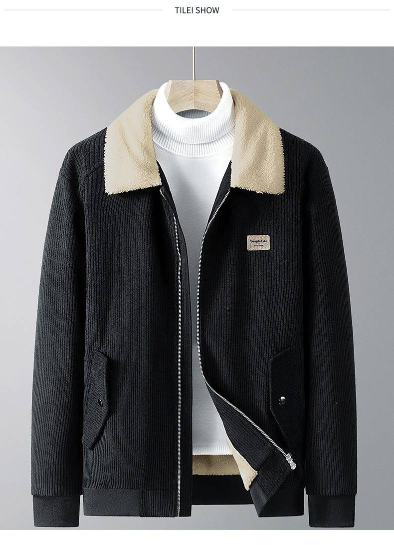 Men's Corduroy Jacket – Winter-Ready Fleece-Lined Bomber (M-5XL, 2 Colors)_voghion.com