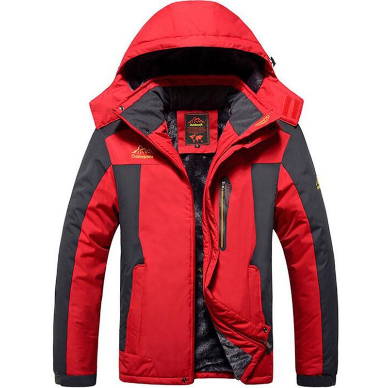Giacca invernale resistente da uomo – Giacca da pesca antivento foderata in pile, impermeabile da trekking (rosso/nero/blu navy/verde militare)_voghion.com