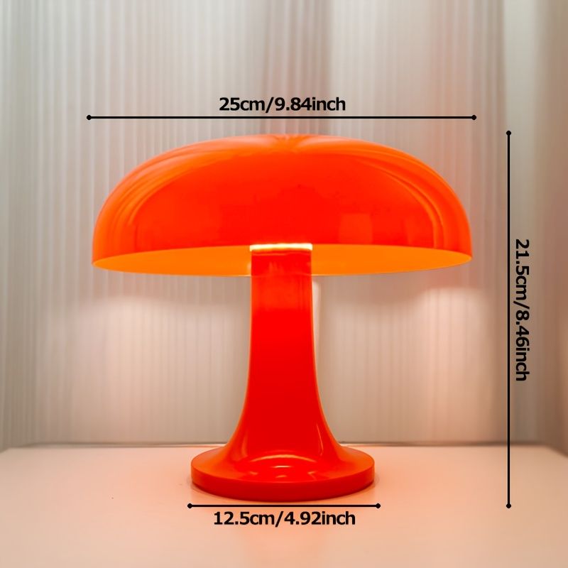 Lámpara de mesa LED naranja estilo seta, 5V, acrílica, 3 colores | Diseño Art Déco | Ideal para sala de estar o dormitorio_voghion.com
