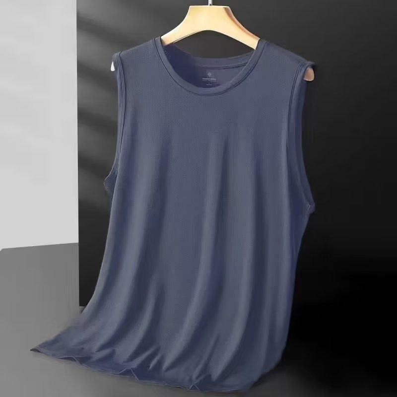 Ice Silk Vest Men's Sports Summer Quick-drying Thin T-shirt Cool Sense Sleeveless T-shirt Hollow Waistcoat Sweat Vest_voghion.com