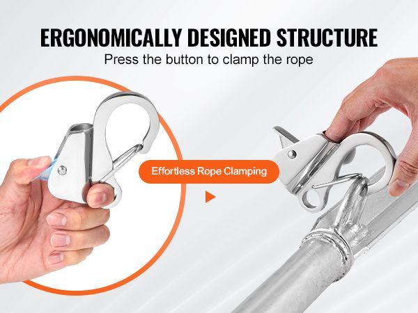 VEVOR Boat Anchor Hook, 304 Stainless Steel Slide Anchor, Knotless Anchor System With Quick Release, Boat Anchor Hook Clips For 3/8" - 5/8" Boat Anchor Rope, Easy To Use, Holds 3700 LBS_voghion.com