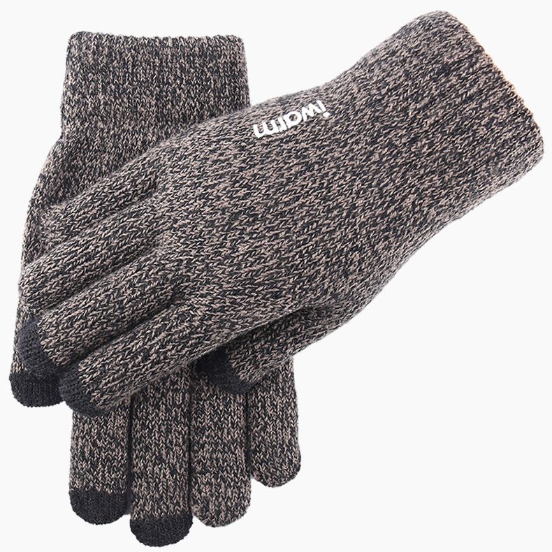 Rutschfeste doppellagige Touchscreen-Handschuhe aus Samt für Herren im Freien, gestrickte, warme Handschuhe mit geteilten Fingern_voghion.com