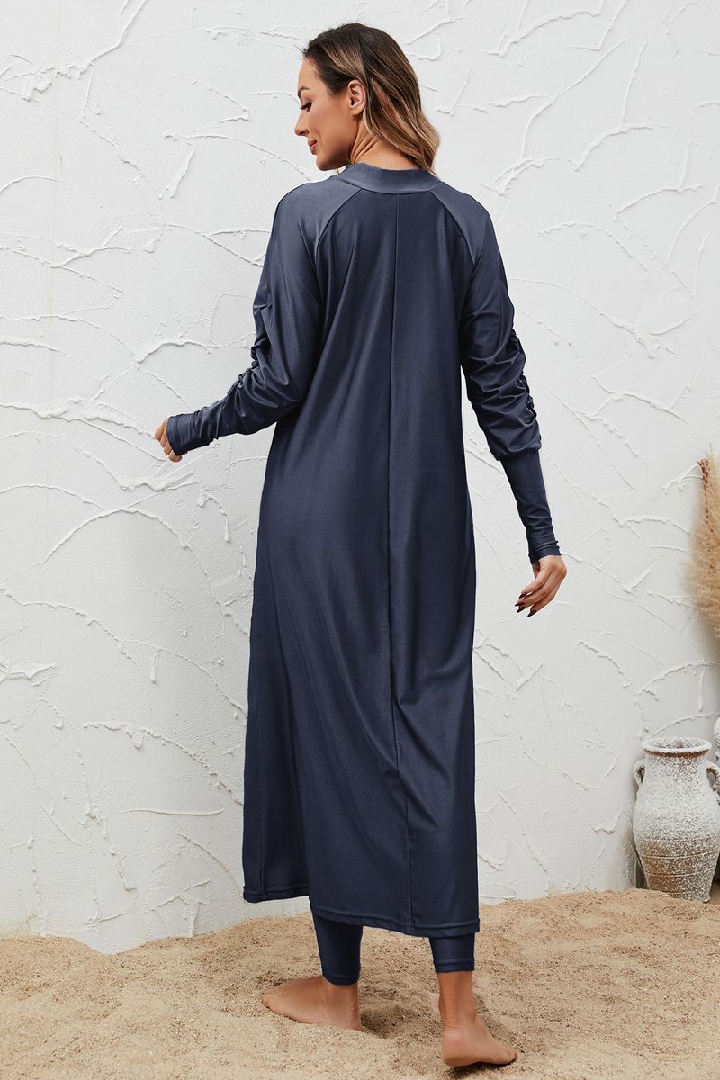Dameskleding met borstkussentjes, volledige dekking, duiken en surfen, conservatief badpak, driedelig badpak met warme bronnen, zonnebrandcrème en lange mouwen met split._voghion.com