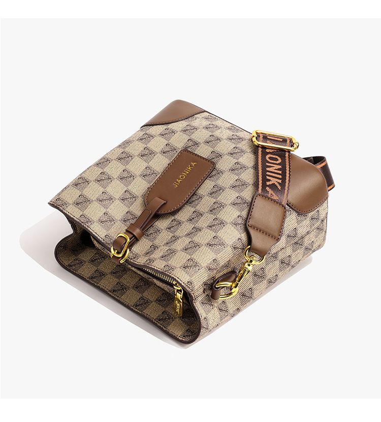 Women's Crossbody Bag Large Capacity PU Leather Printed Letter Shoulder Bag With Wide Strap For Daily Use_voghion.com