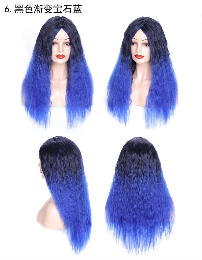 Matte realistic corn perm long curly hair wig head wool curl middle long hair wig head fluffy curly hair wig_voghion.com