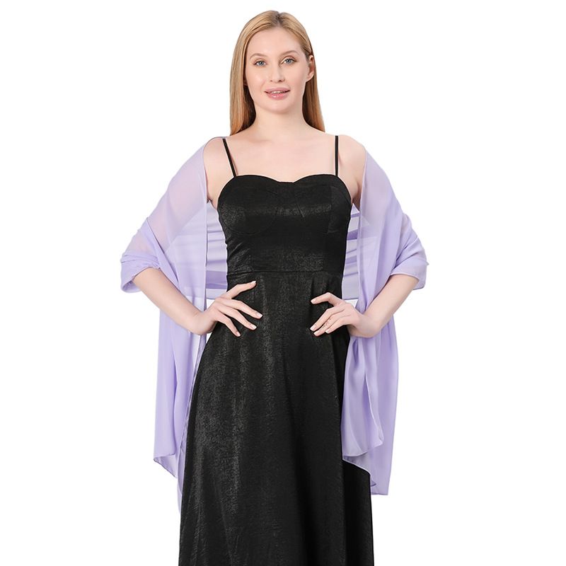 Scialle lungo in chiffon tinta unita di alta qualità per sposa, damigelle, abito da sposa, ballo di fine anno, cena, scialle da donna_voghion.com