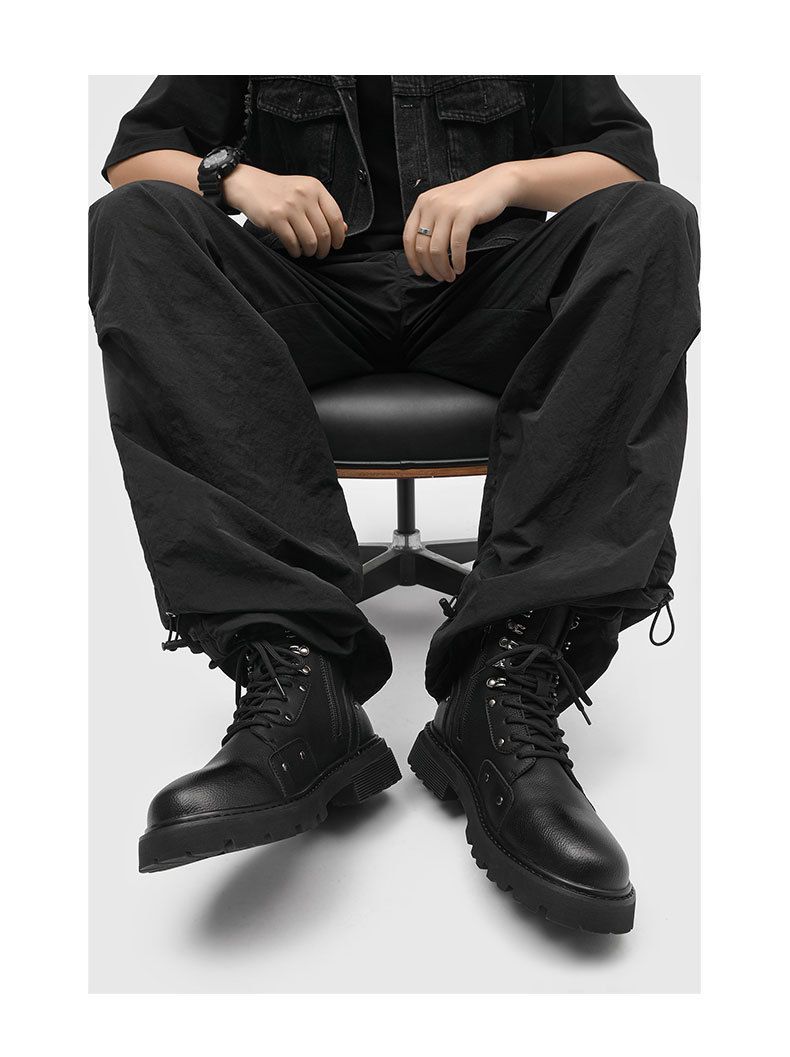 Kurze, wasserdichte Retro-Martin-Stiefel mit dicker Sohle und quadratischem Kopf zum Schnüren_voghion.com