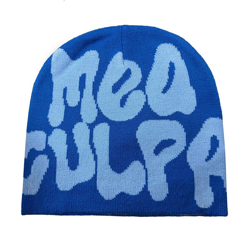 Berretto invernale caldo in jacquard lavorato a maglia con lettere hip-hop Mea, unisex_voghion.com