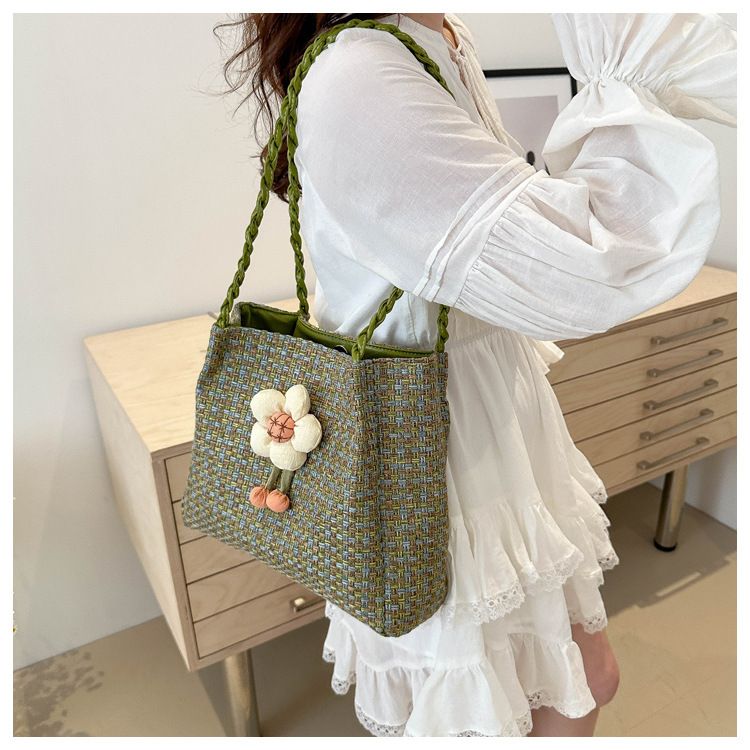 Printemps/été nouveau sac pour femme sac tissé en paille sac fourre-tout minimaliste de grande capacité bord de mer loisirs vacances sac tissé boucle magnétique pour la plage d'été_voghion.com