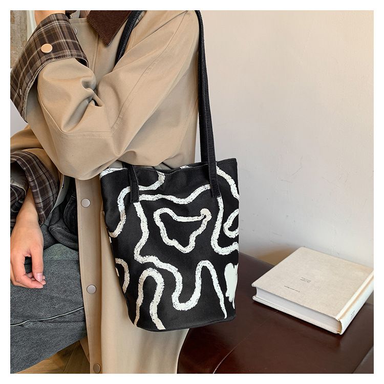Dames Bucket Bag Schoudertas Schattige Puppy Canvas Bucket Bag Grote Capaciteit Casual Tote Bag_voghion.com