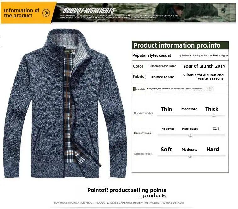 Verdickte Fleece-gefütterte Stehkragen-Strickjacke Für Herren, Herbst Und Winter, Neuer Stil, Übergröße, Einfarbige Oberbekleidung, Freizeitkleidung_voghion.com