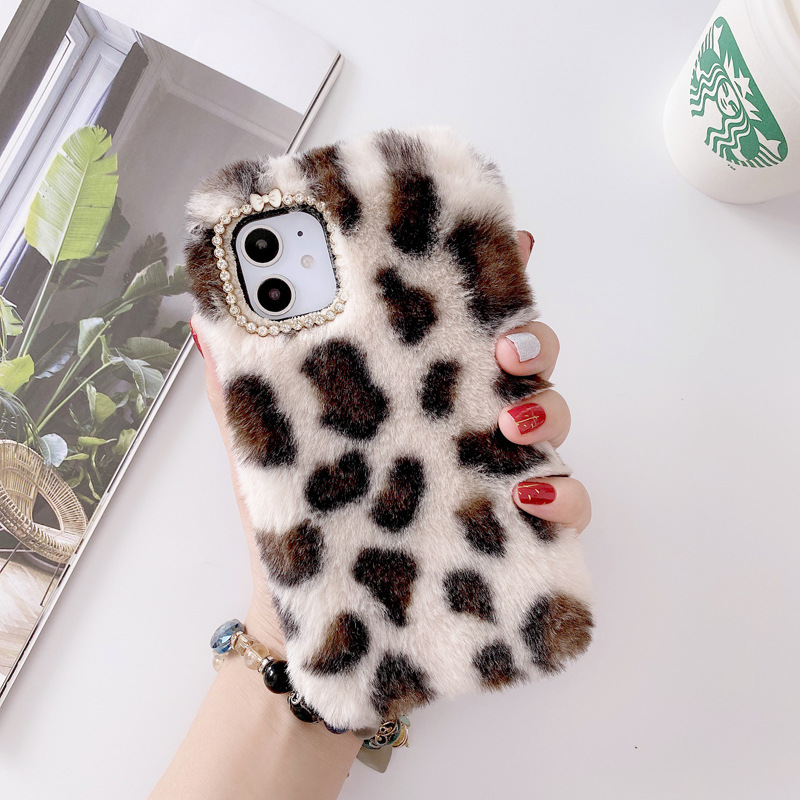 Plush leopard print suitable for iphone13promax Apple 12/11 mobile phone case XS/XR girl 78plus soft case_voghion.com