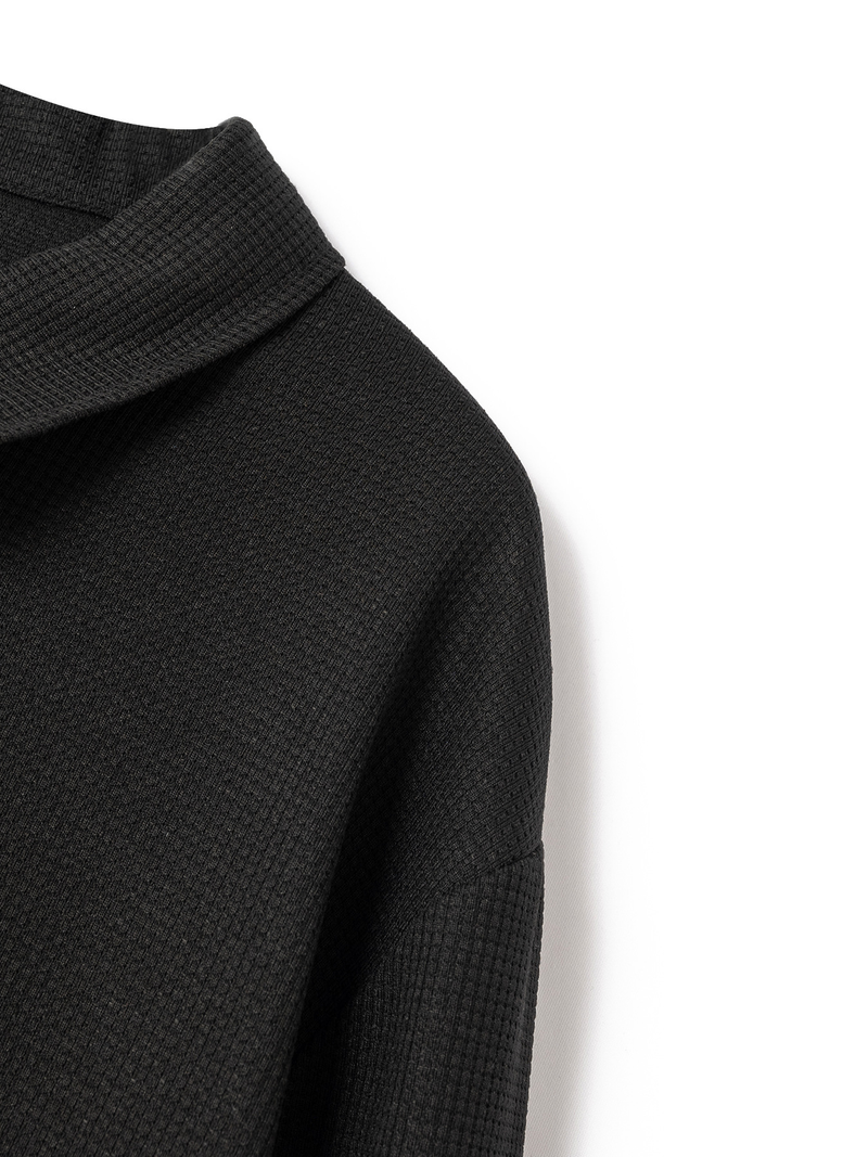 2024 Autumn Youth Waffle Dragkedja Pocket Flip Krage Slim Fit Cardigan Jacka för män_voghion.com