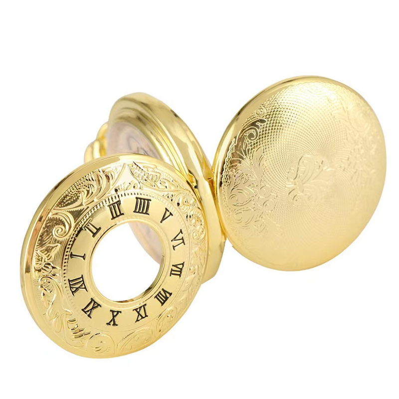 Classic Double-Sided Roman Numerals Manual Mechanical Pocket Watch_voghion.com