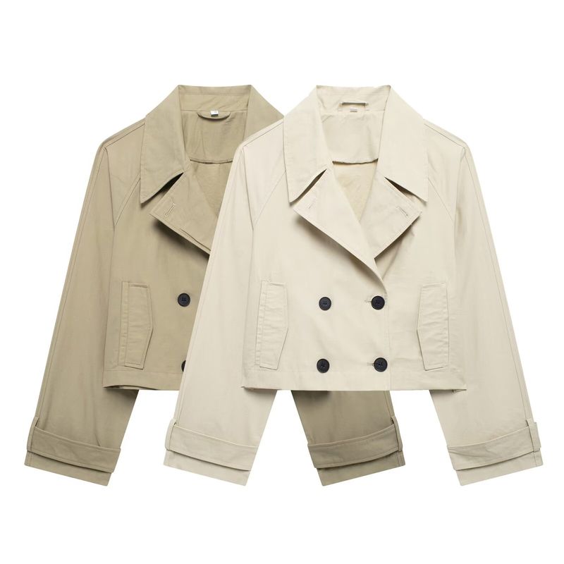 Dameskleding 2024 herfst/winter nieuwe straatmode trenchcoat stijl korte jas_voghion.com