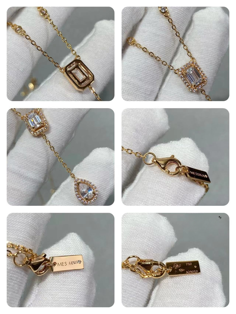 Designer's Classic Women's V-Gold Full Diamond Necklace, Women's Light Luxury Rock Sugar Water Droplet, Popular Network Necklace_voghion.com
