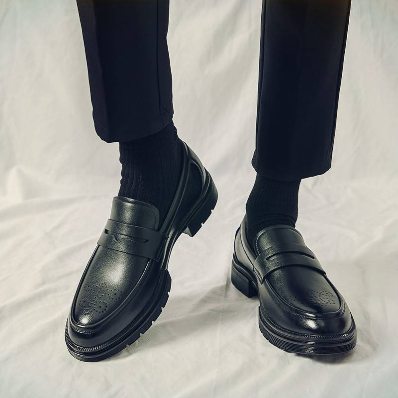 Italienska high-end läder Slip-on skor Herr Business Klänning Fyrkantig tå Brittisk Slip-On Formell Casual Loafer Oxford Skor Bröllop 38-46_voghion.com