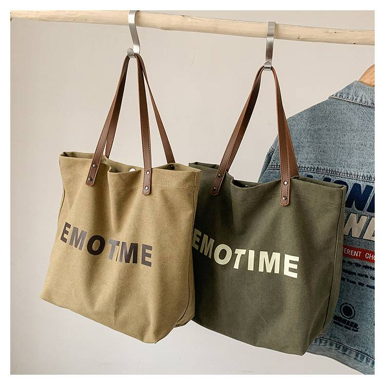 Casual canvas tas met grote capaciteit voor dames, nieuwe stijlvolle en veelzijdige handtas en schoudertas in Koreaanse stijl._voghion.com