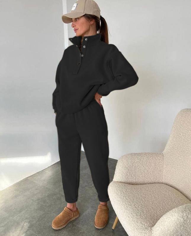 2025 Spring And Autumn New Hot Selling Women's Tracksuit Set Fashion Button-Up Collar Suit Two-Piece Set_voghion.com