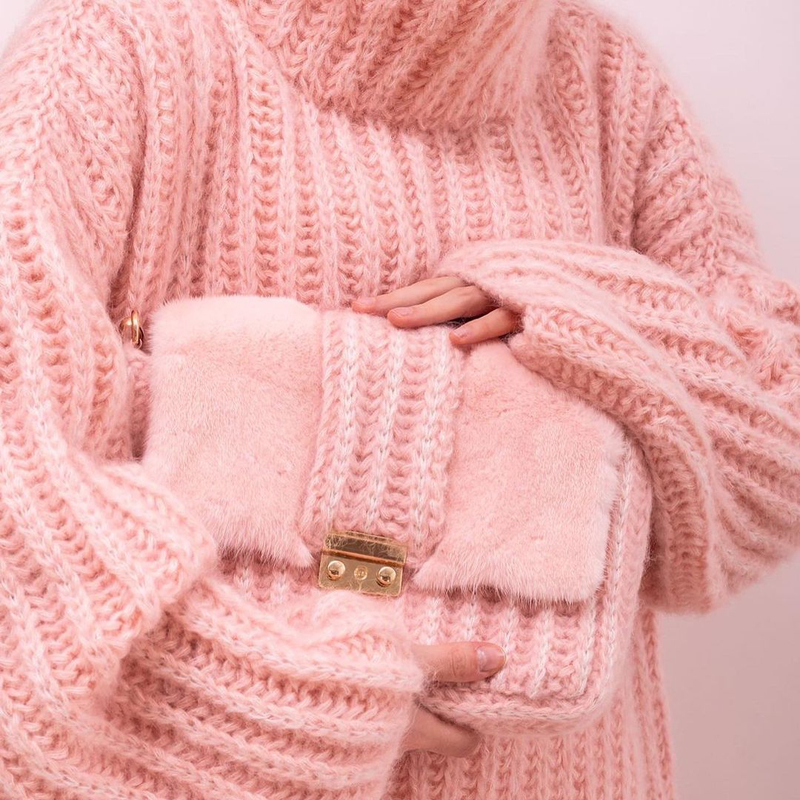 Spring Knitted Women's Sweater Pink Long Sleeve Turtleneck Sweaters Female Winter Elegant Oversize Warm Ladies Pullover_voghion.com