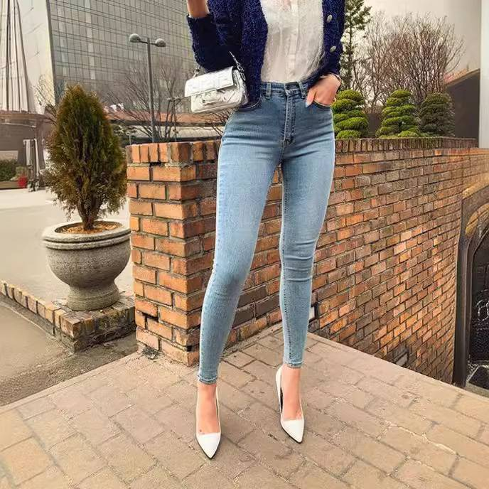 Abbigliamento da donna Jeans aderenti aderenti elastici a vita alta per le donne_voghion.com
