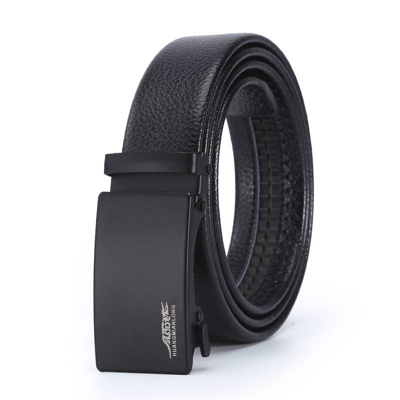 Cintura da uomo Qinlin all'ingrosso e per il tempo libero con fibbia automatica, fibbia nera pura, stile business, moda, Joker._voghion.com