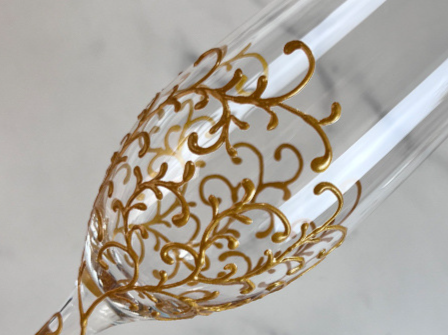 Conjunto de quatro peças de faca e pá para bolo de copo de champanhe de aniversário de casamento feito à mão_voghion.com