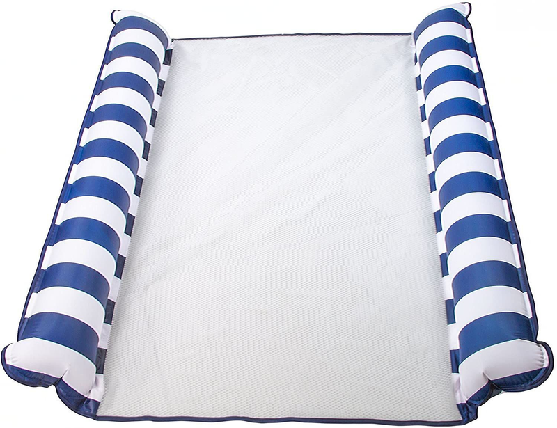 Esteira flutuante inflável de 3 tubos com encosto de malha dobrável, boia de piscina para adultos, jangada resistente para piscina de praia e lago_voghion.com