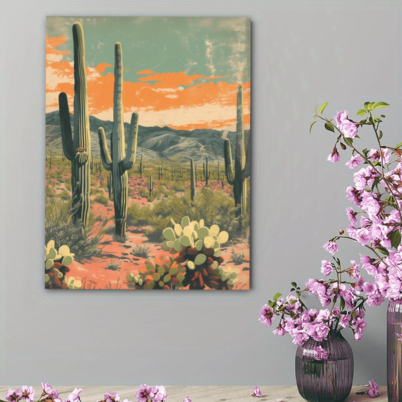 Summer Desert Cactus Bohemian Canvas Prints Painting- Perfect Choice For Living Room, Bedroom, Kitchen._voghion.com