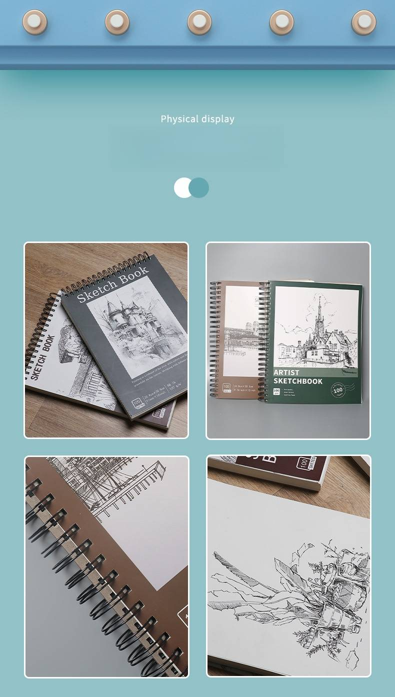 Professional A4 Sketchbook For Artists - Thick Paper, Blank Drawing Notebook, Ideal For Pencil, Charcoal & Watercolor - 100 Sheets_voghion.com