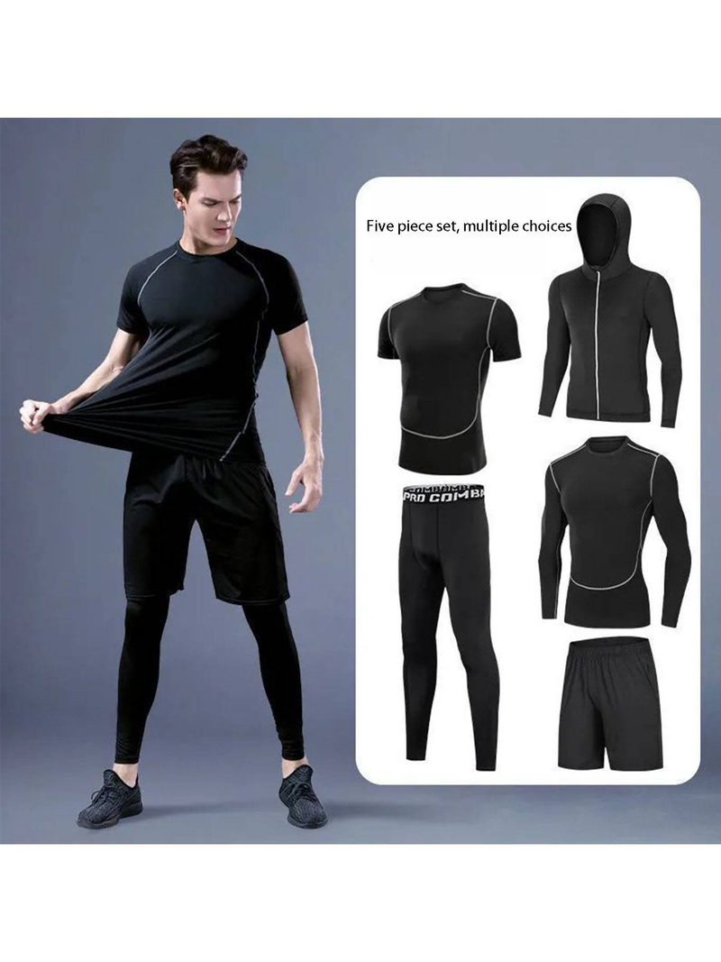 Fitness Suit, Men's Set, Sports Quick Drying Tight Fitting Suit, Training Suit, Seasonal Running, Basketball, Gym Fitness Suit_voghion.com