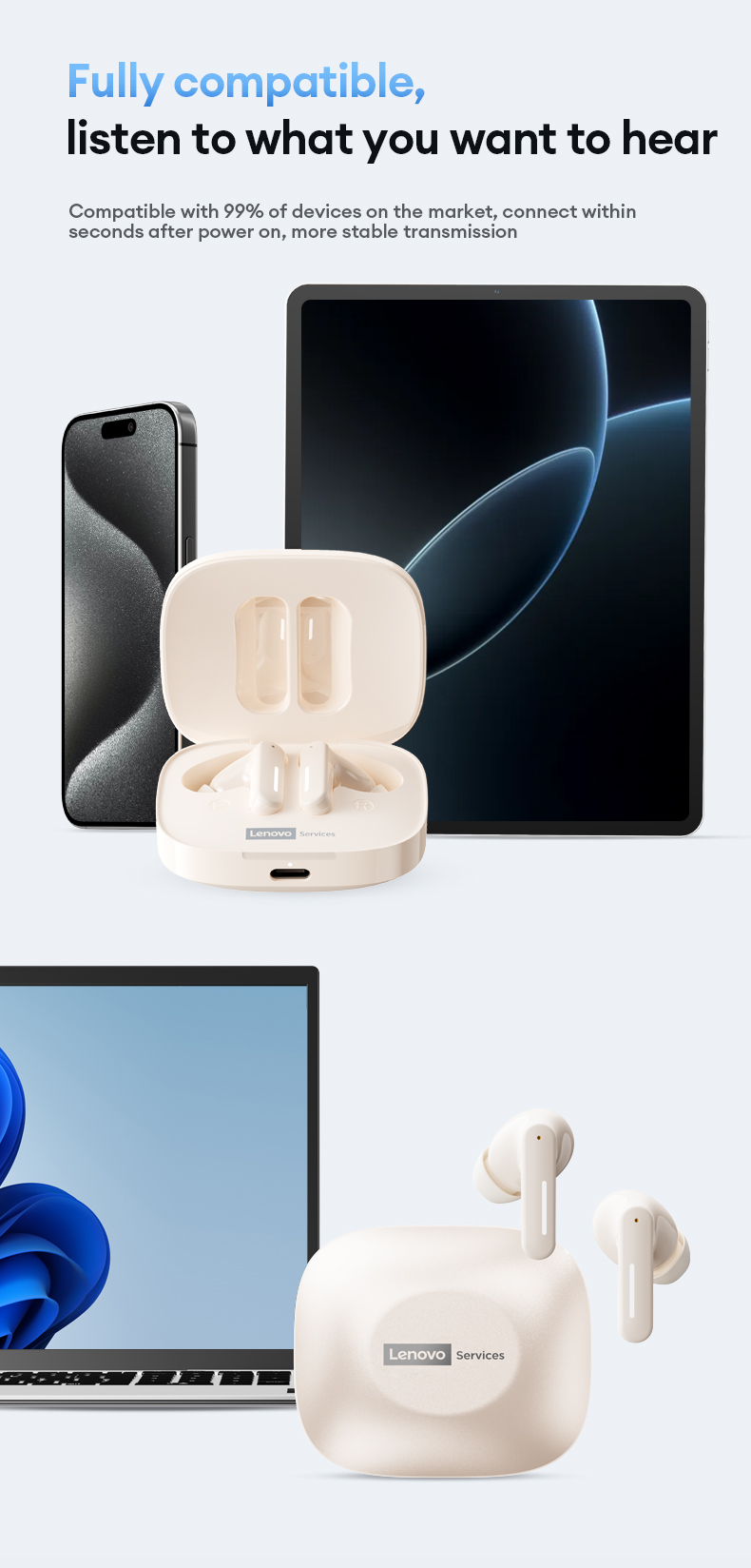 Original Lenovo LE209 Original Wireless Headphones Bluetooth 6.0 Earphones Noise Canceling Sport Earbuds Long Battery Game Music Headset_voghion.com