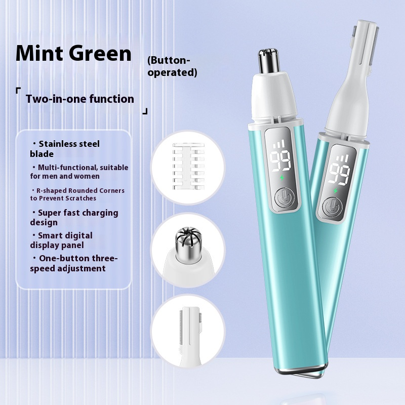 Premium Electric Nose Hair Trimmer With LED Display - Rechargeable & Waterproof - Multi-Functional Grooming Kit For Men & Women_voghion.com