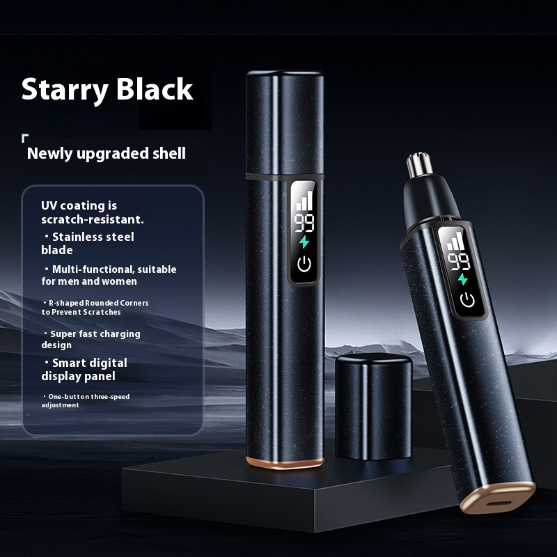 Premium Electric Nose Hair Trimmer With LED Display - Rechargeable & Waterproof - Multi-Functional Grooming Kit For Men & Women_voghion.com