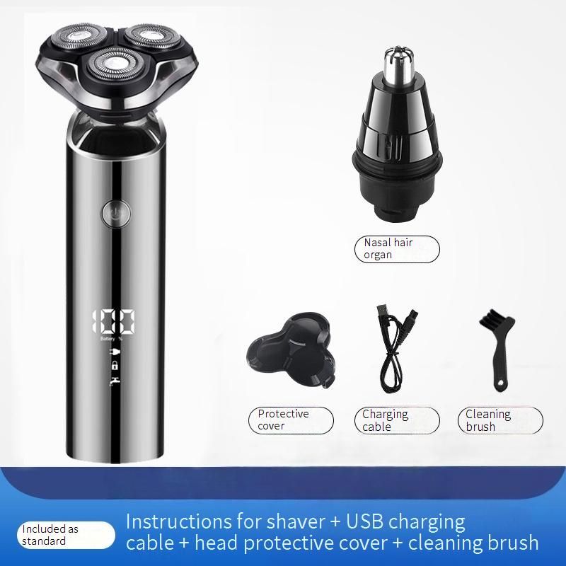 Multi-Grooming Electric Shaver For Men – 3D Floating Heads, 80-Min Runtime, USB Charging, Waterproof & All-in-One Kit (LED Display)_voghion.com