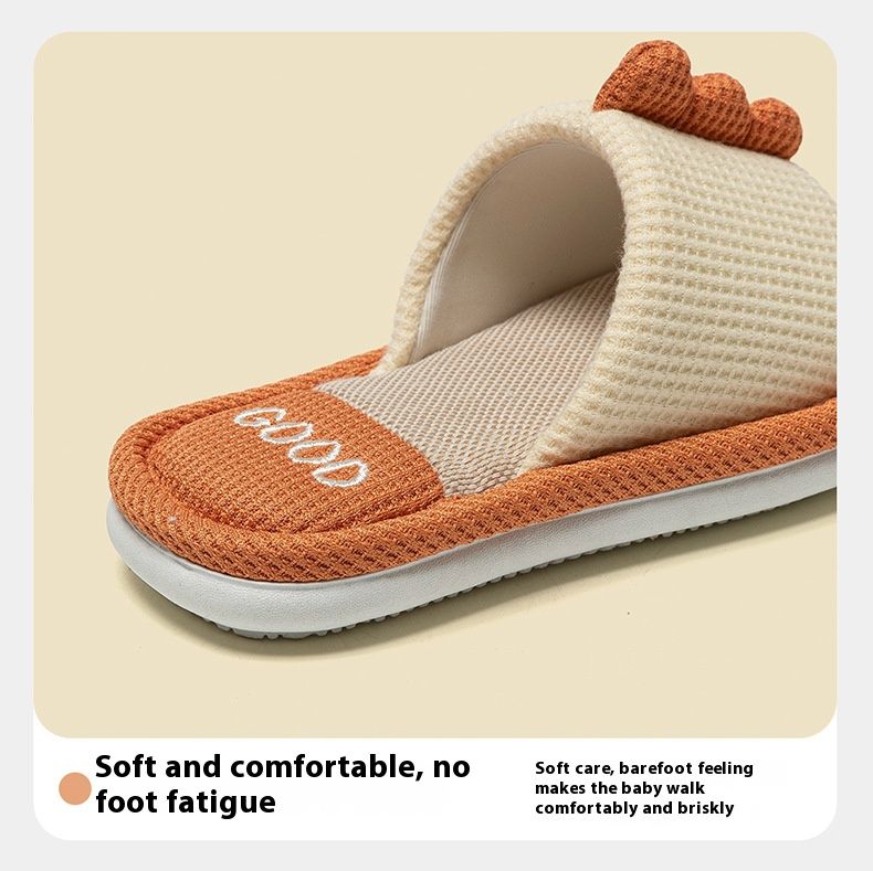 Ciabatte per bambini in lino con dinosauri - Scarpe da casa traspiranti e antiscivolo per bambini e bambine, sandali estivi unisex per bambini con supporto dell'arco plantare_voghion.com