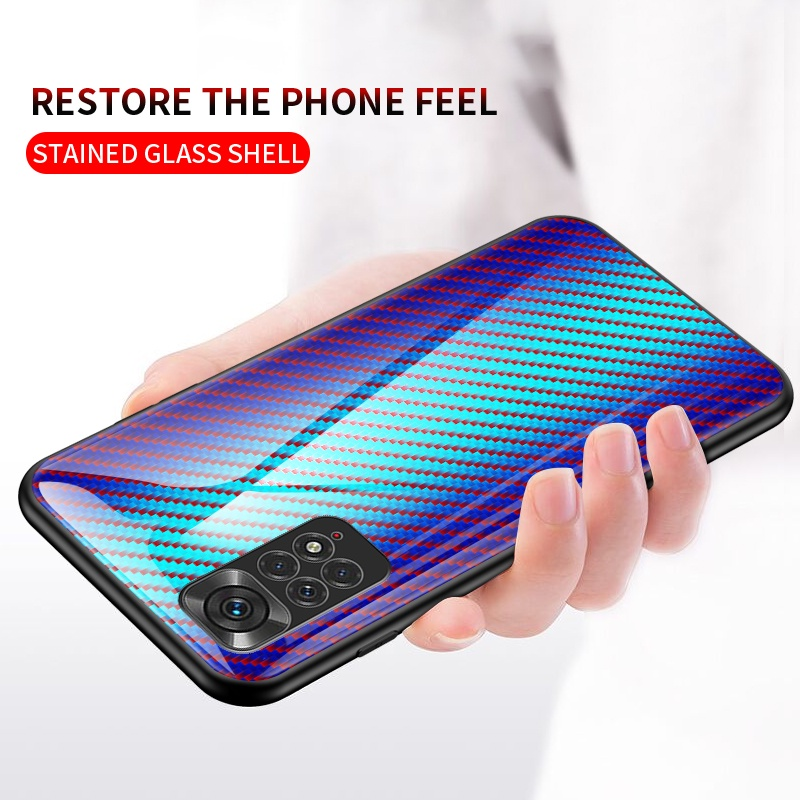 Xiaomi Redmi Note 11 Global Note 11S Note 10 9 Pro Max Schutzhülle mit harter Farbverlauf-Kohlefaserstruktur_voghion.com