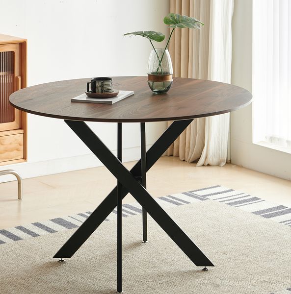 42.1' Table Mid-century Dining Table For 4-6 People With Round Mdf Table Top, Pedestal Dining Table, End Table Leisure Coffee Table,cross Leg_voghion.com