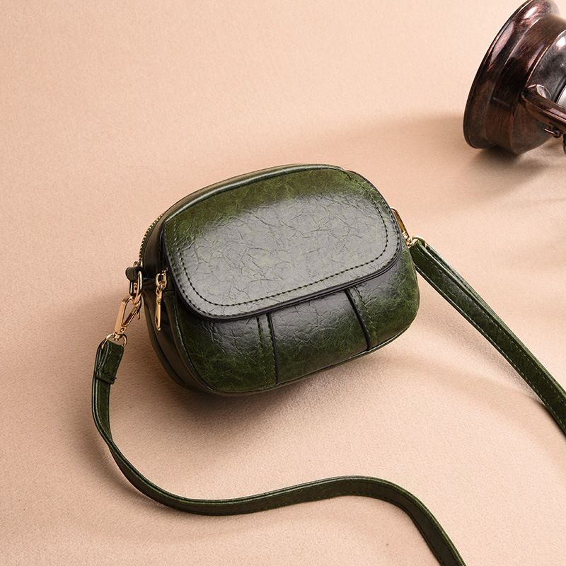 Borsa a tracolla rotonda a tre strati, piccola, nuova, alla moda e versatile, da donna, in morbida pelle._voghion.com