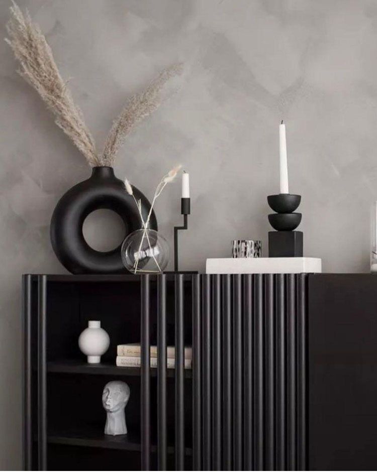 Vasen Schwarze Keramikdekoration Wohnzimmer Blumenarrangement Getrocknete Blumen Moderner Couchtisch Esstisch Fernsehschrank Kreative Donutvase_voghion.com