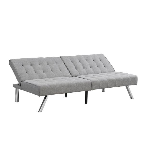 WOOD FRAME, STAINLESS LEG, FUTON, SOFA BED GREY_voghion.com